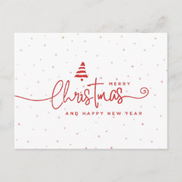 Minimalistisk Modern Röd & Vit Jul Högtid Helg Vykort