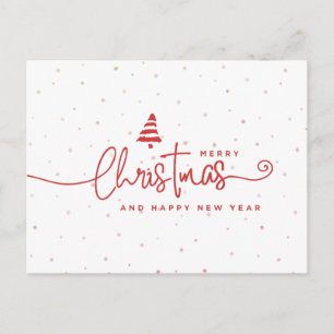 Minimalistisk Modern Röd & Vit Jul Högtid Helg Vykort