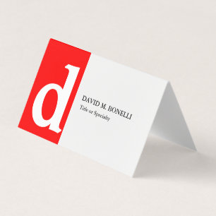 Minimalistisk modern röd vit monogram visitkort