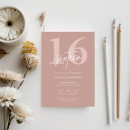 Minimalistisk modern Rosa 16:e Födelsedagsfesten Inbjudningar