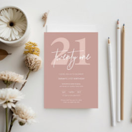 Minimalistisk modern Rosa 21:a födelsedagen Party Inbjudningar