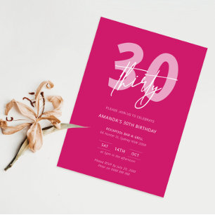 Minimalistisk Modern Rosa 30-års Födelsedagsfest Inbjudningar