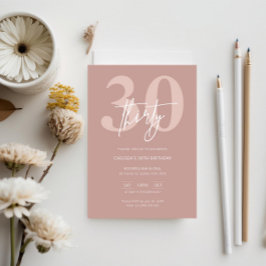 Minimalistisk modern Rosa 30års födelsedag Party Inbjudningar
