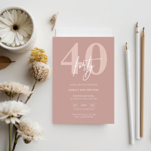 Minimalistisk modern Rosa 40:e födelsedag Party Inbjudningar