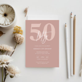 Minimalistisk modern Rosa 50:e Födelsedagsfesten Inbjudningar