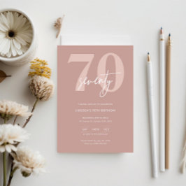 Minimalistisk modern Rosa 70:e Födelsedagsfesten Inbjudningar