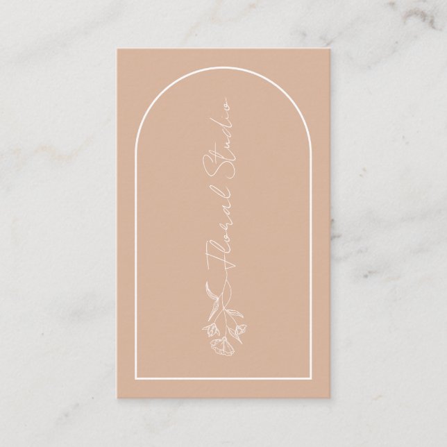 Minimalistisk modern Rosa  Arch Florist QR-kod Visitkort (Framsida)