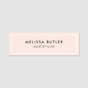 Minimalistisk modern  Rosa Namn bricka Namnbricka