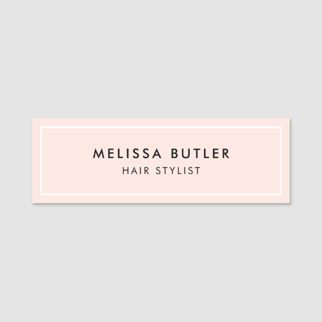 Minimalistisk modern  Rosa Namn bricka Namnbricka (Framsida)