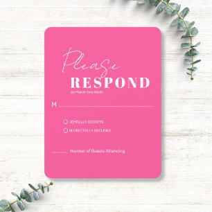 Minimalistisk Modern Rosa och Vit Bröllop OSA Kort