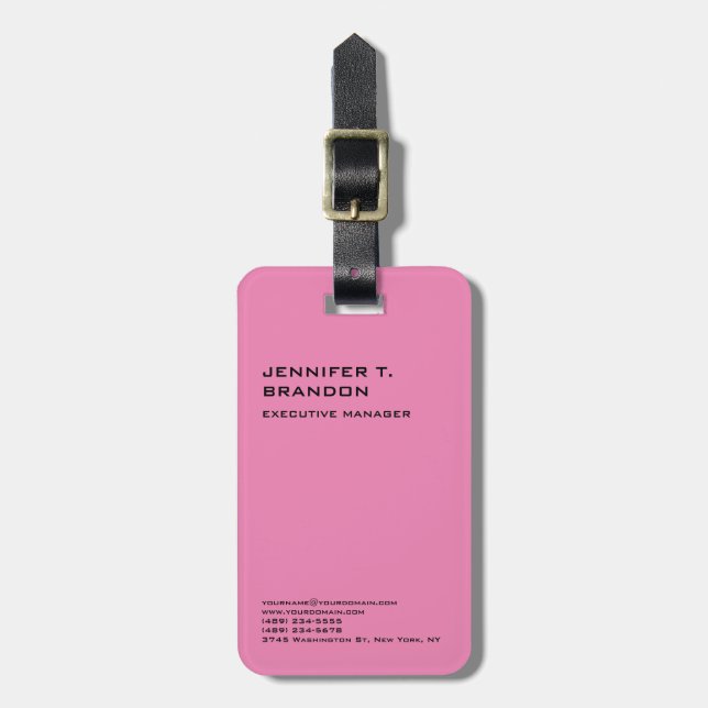 Minimalistisk modern Rosa-Professionell Bagagebricka (Vertikal Framsida)
