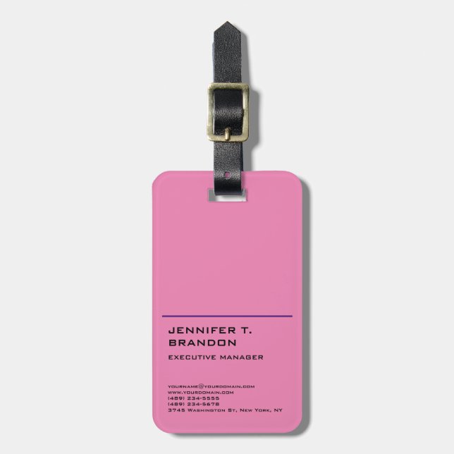 Minimalistisk modern Rosa-Professionell Bagagebricka (Vertikal Framsida)