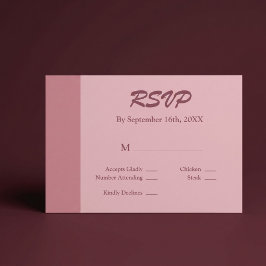 Minimalistisk Modern Rosabrölloppssvarskort OSA Kort