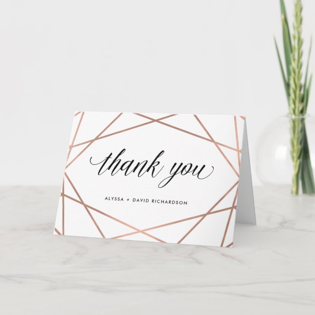 Minimalistisk modern roséguld på vit | Tack (Framsida)
