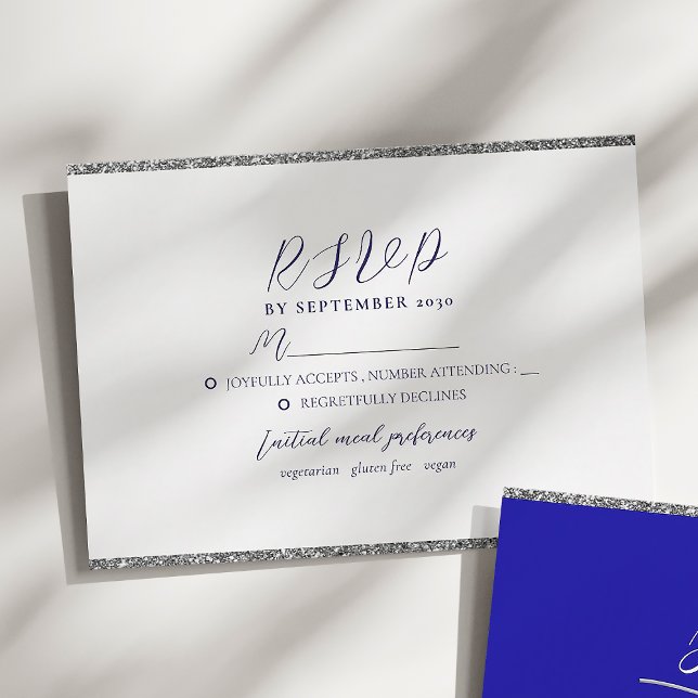 Minimalistisk Modern Royalblå Bröllops-RSVP-kort OSA Kort (Skapare uppladdad)