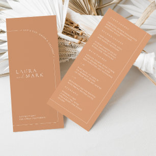 Minimalistisk Modern Rust Boho Arch Bröllop Menu Meny