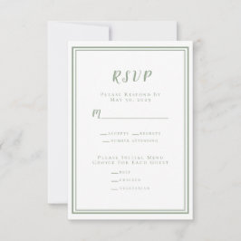 Minimalistisk Modern Sage Grönt White Bröllop Clas OSA Kort