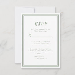 Minimalistisk Modern Sage Grönt White Bröllop Clas OSA Kort