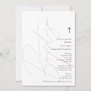 Minimalistisk Modern Script Baptism Christening Inbjudningar