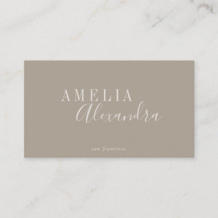 Minimalistisk Modern Script Boho Chic Neutralt Tau Visitkort