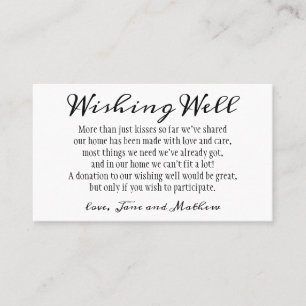 Minimalistisk Modern Script Bröllop Wishing well Visitkort