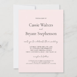 Minimalistisk Modern Script-Chic Rosa Bröllop Inbjudningar