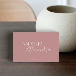 Minimalistisk Modern Script Dusty Ro Boho-Chic Visitkort