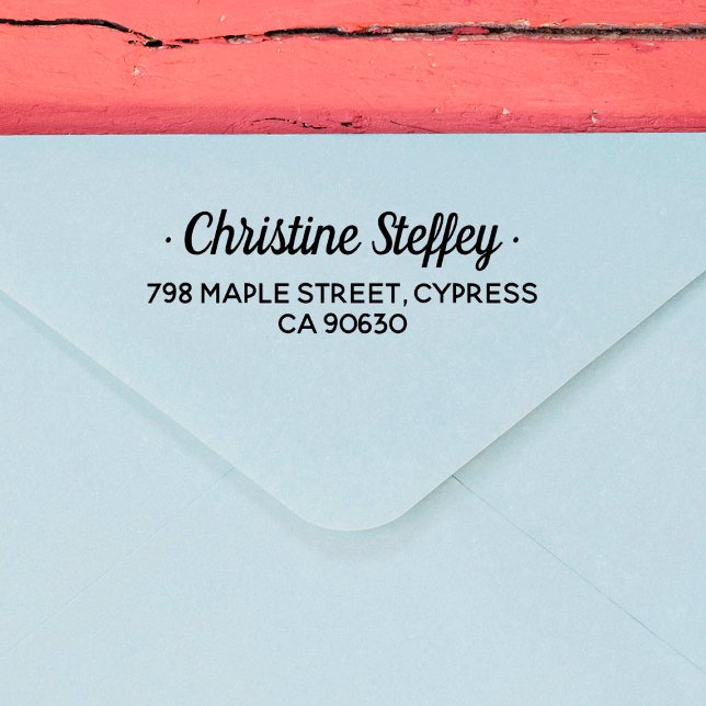 Minimalistisk Modern Script Fullt Namn Returadress Självfärgande Stämpel (Rubber Stamp Mock-up)