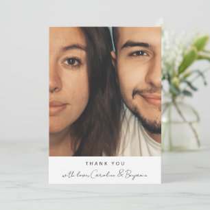 Minimalistisk Modern Script Personlig Photo Namn Tack Kort