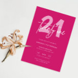 Minimalistisk modern Shock rosa 21:a födelsedagen  Inbjudningar<br><div class="desc">Denna minimalistiska typografi på 21:a födelsedag är perfekt för en modern födelsedagsfest. Den enkla designen har klassisk vit text i bakgrunden till shock rosa. Anpassade i alla färg. Behålla designen minimal och elegant, som den är, eller anpassa den genom att lägga till egna bilder och teckningar. Om du vill göra...</div>
