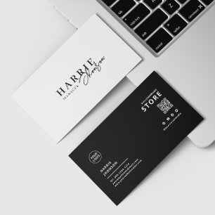 Minimalistisk modern skannerbar svart och vit visitkort