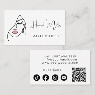 Minimalistisk Modern Skönhet Ansikte Logotyp Smink Visitkort