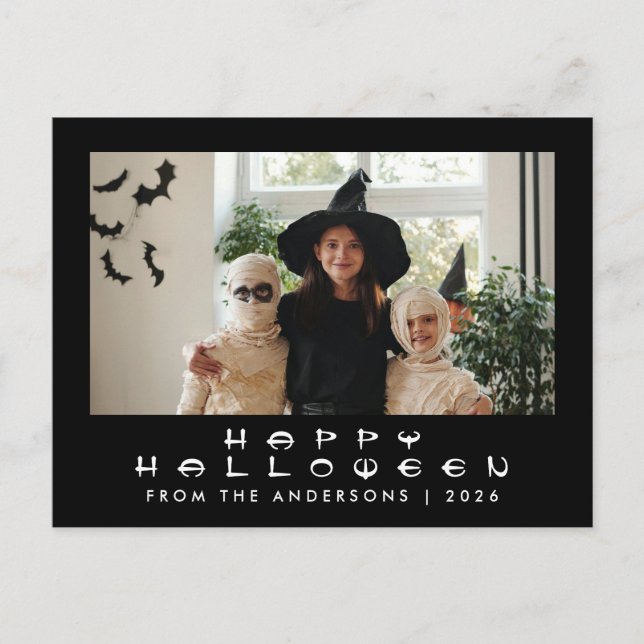 Minimalistisk Modern Skräcklig Glad Halloween 1 Fo Helg Vykort (Framsida)
