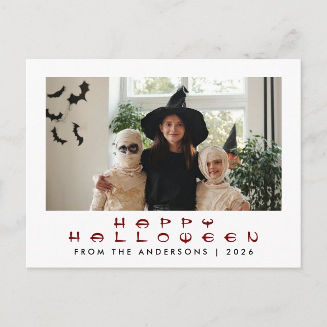 Minimalistisk Modern Skräcklig Glad Halloween 1 Fo Helg Vykort (Framsida)