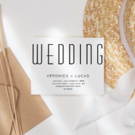 Minimalistisk modern skrift, svart och vit Bröllop Inbjudningar