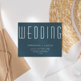 Minimalistisk modern skript blå och vit Bröllop Inbjudningar