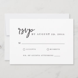 Minimalistisk modern skript Enkel vit RSVP-kort Kort