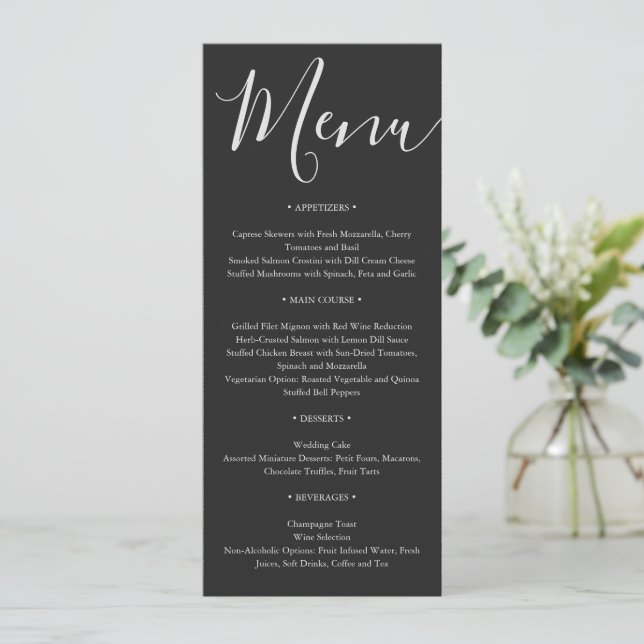 Minimalistisk modern skript typografi bröllop meny (Stående Fram)
