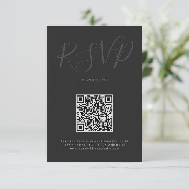 Minimalistisk modern skript typografi bröllop OSA kort (Stående Fram)