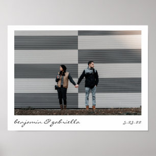 Minimalistisk modern skriptbokstavs Foto Bröllop Poster