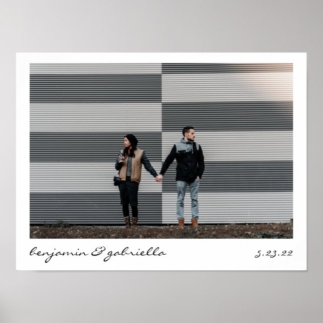 Minimalistisk modern skriptbokstavs fotobryllop poster (Framsidan)
