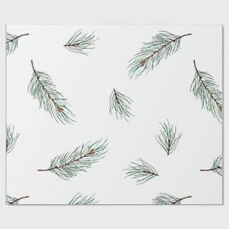 Minimalistisk modern sömlös tallgrenmönster presentpapper