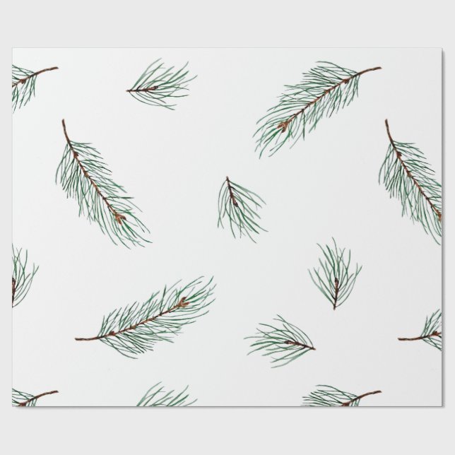 Minimalistisk modern sömlös tallgrenmönster presentpapper (Platt)