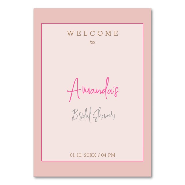 Minimalistisk Modern Söt Bröllopsdusch  Bordsnummer (Framsidan)