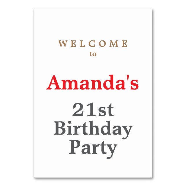 Minimalistisk Modern Söt Födelsedagsfest Bordsnummer (Framsidan)