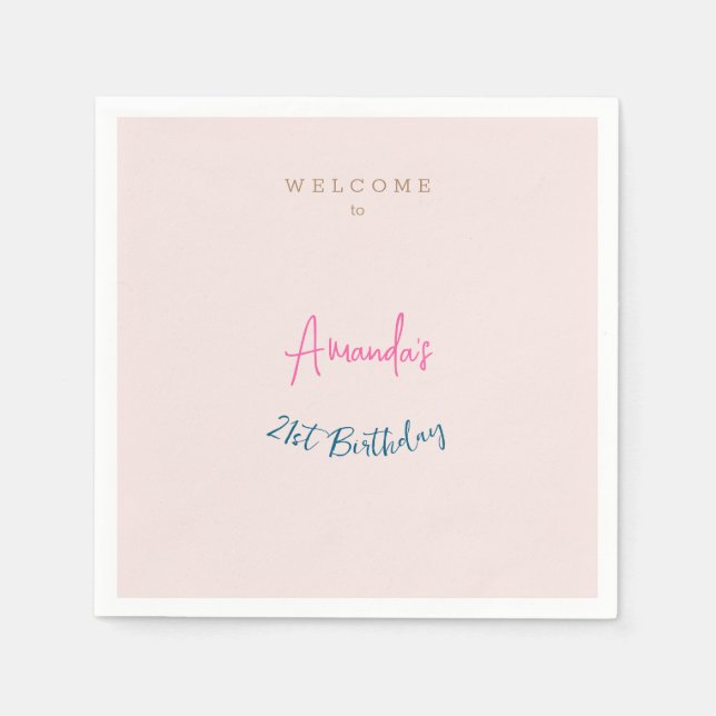 Minimalistisk Modern Söt Födelsedagsfest Pappersservett (Framsidan)