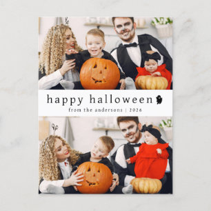 Minimalistisk Modern Spöklik Glad Halloween 2 Foto Helg Vykort