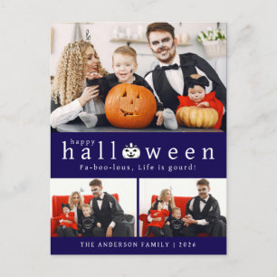 Minimalistisk Modern Spöklik Glad Halloween 3 Foto Helg Vykort