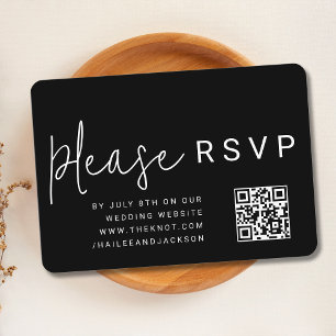 Minimalistisk Modern Stilren Enkel QR-kod RSVP Tilläggskort