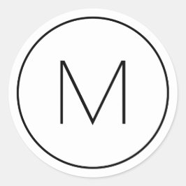 Minimalistisk modern svart enkelbokstavsmonogram runt klistermärke